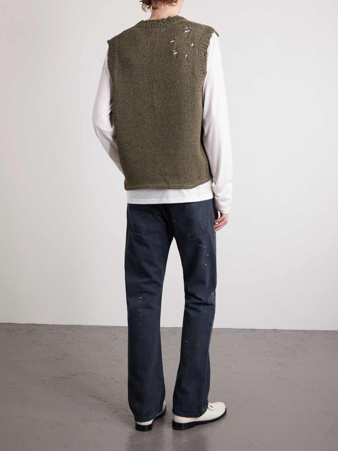  Enfants Riches Déprimés - Distressed Wool Sweater Vest - Men - Green - M 