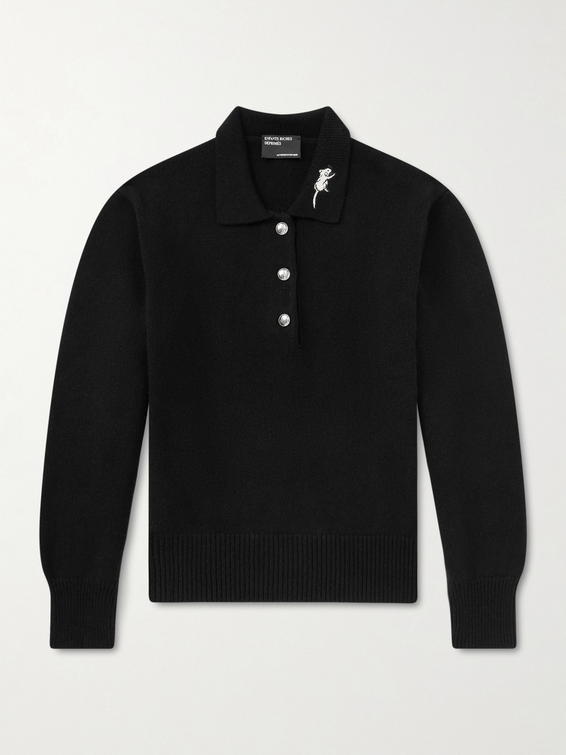 Enfants Riches Déprimés Rat Embroidered Cashmere Polo Sweater - Men