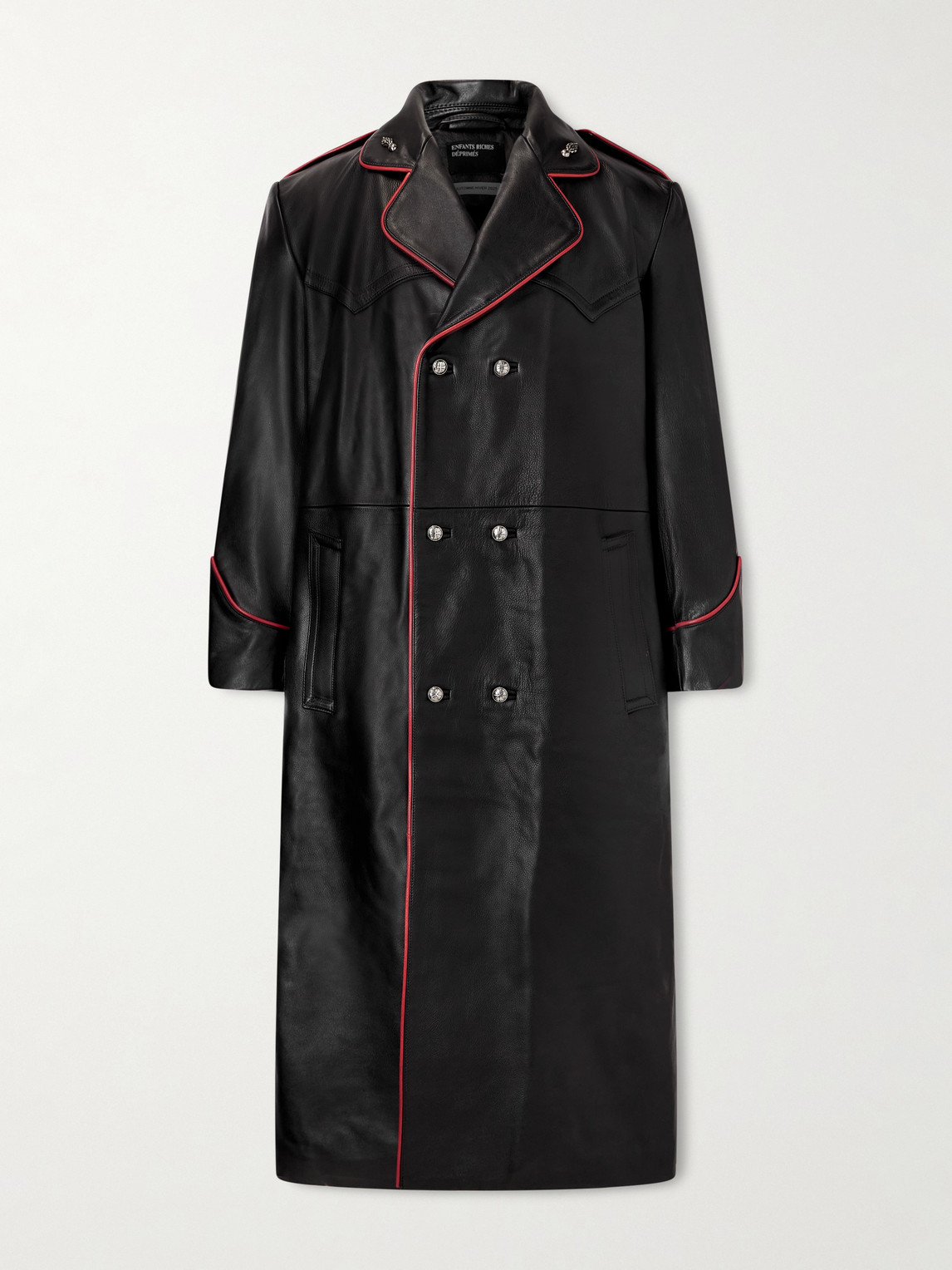 Enfants Riches Déprimés Double-Breasted Embellished Leather Trench Coaten