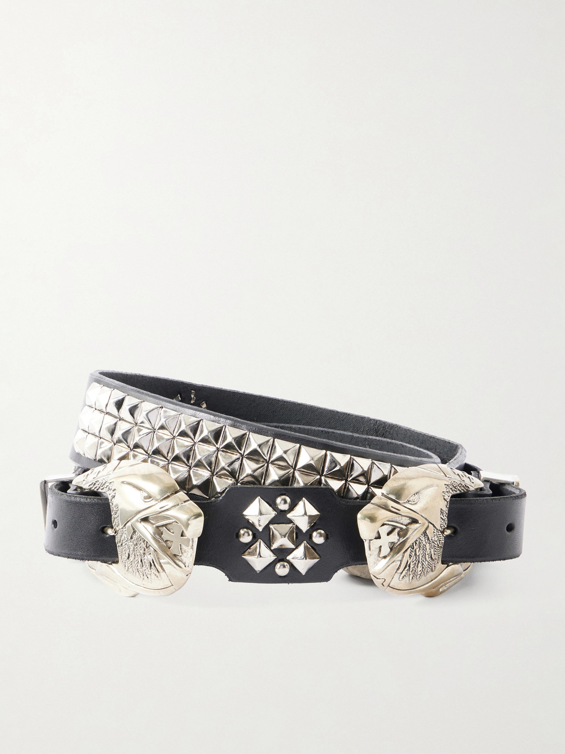 Enfants Riches Déprimés 3.8cm Double Eagle Studded Leather Belt EU 100