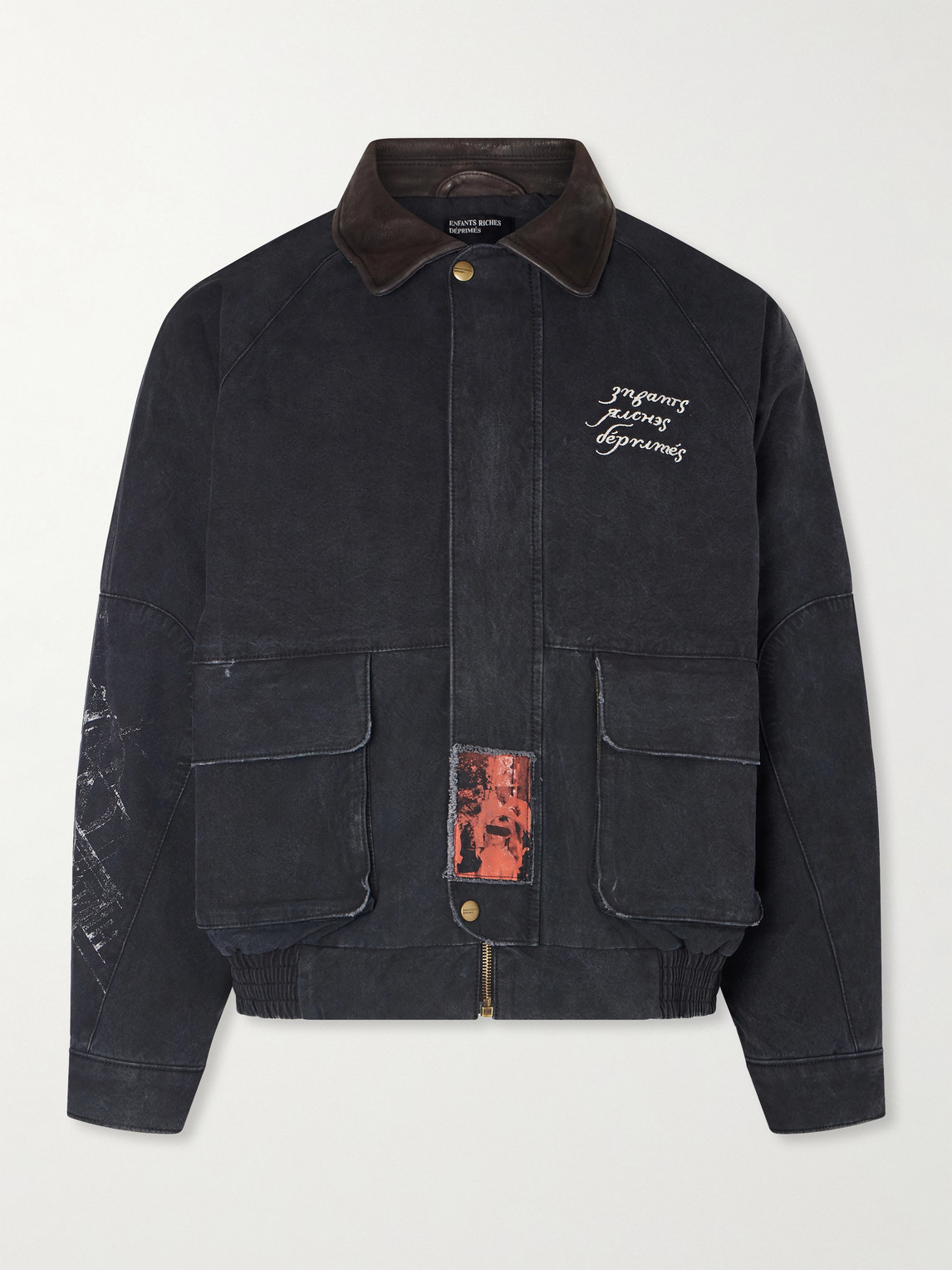 Enfants Riches Déprimés Constructivist Logo-Embroidered Leather-Trimmed Cotton-Canvas Jacket - Men