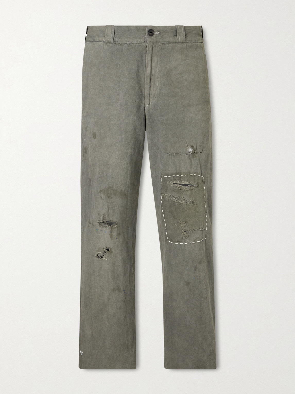 Enfants Riches Déprimés Soso's Cropped Distressed Cotton and Linen-Blend Trousers - Men