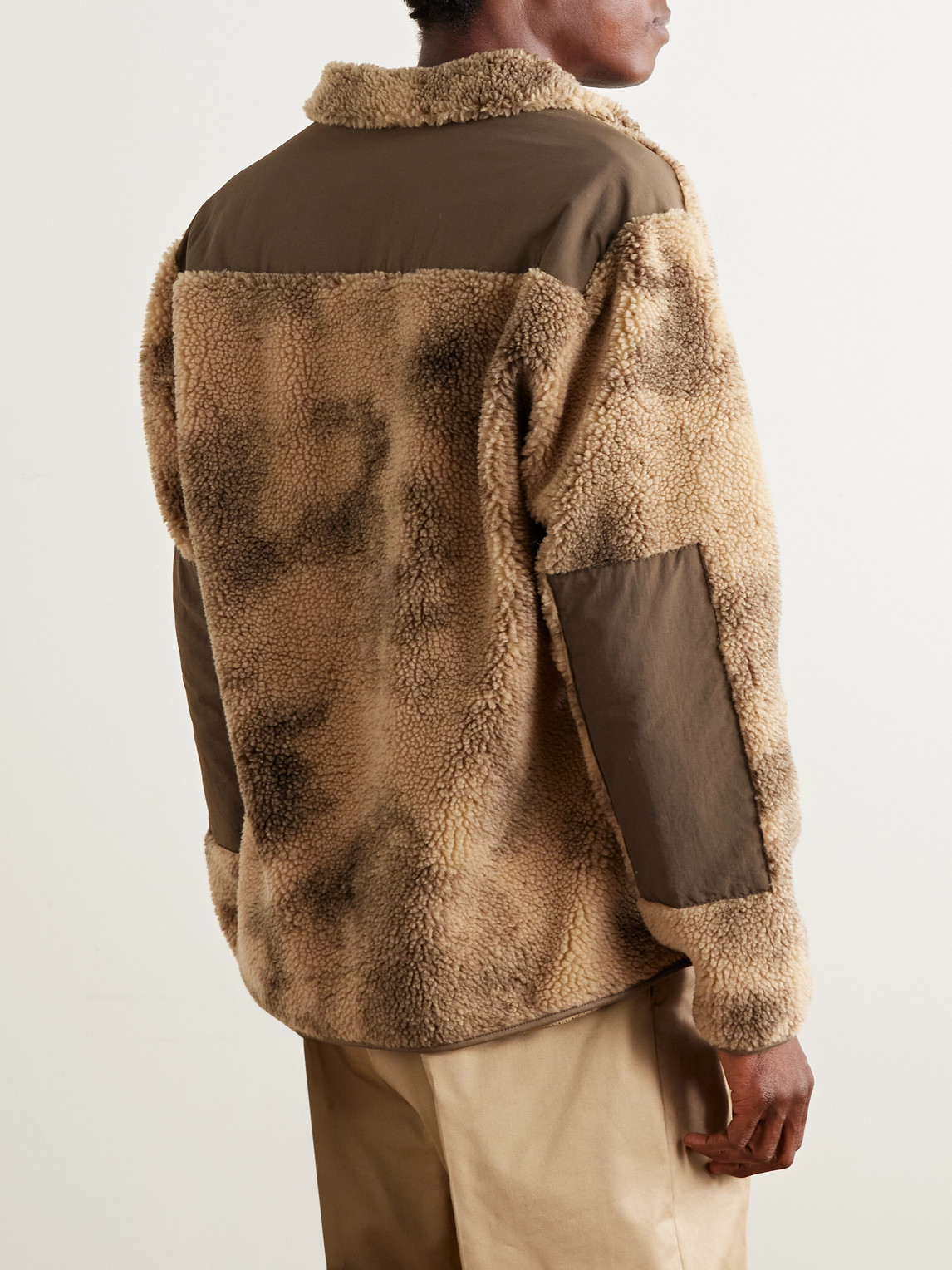 Corridor Oak Shell-trimmed Printed Fleece Jacket In Brown
