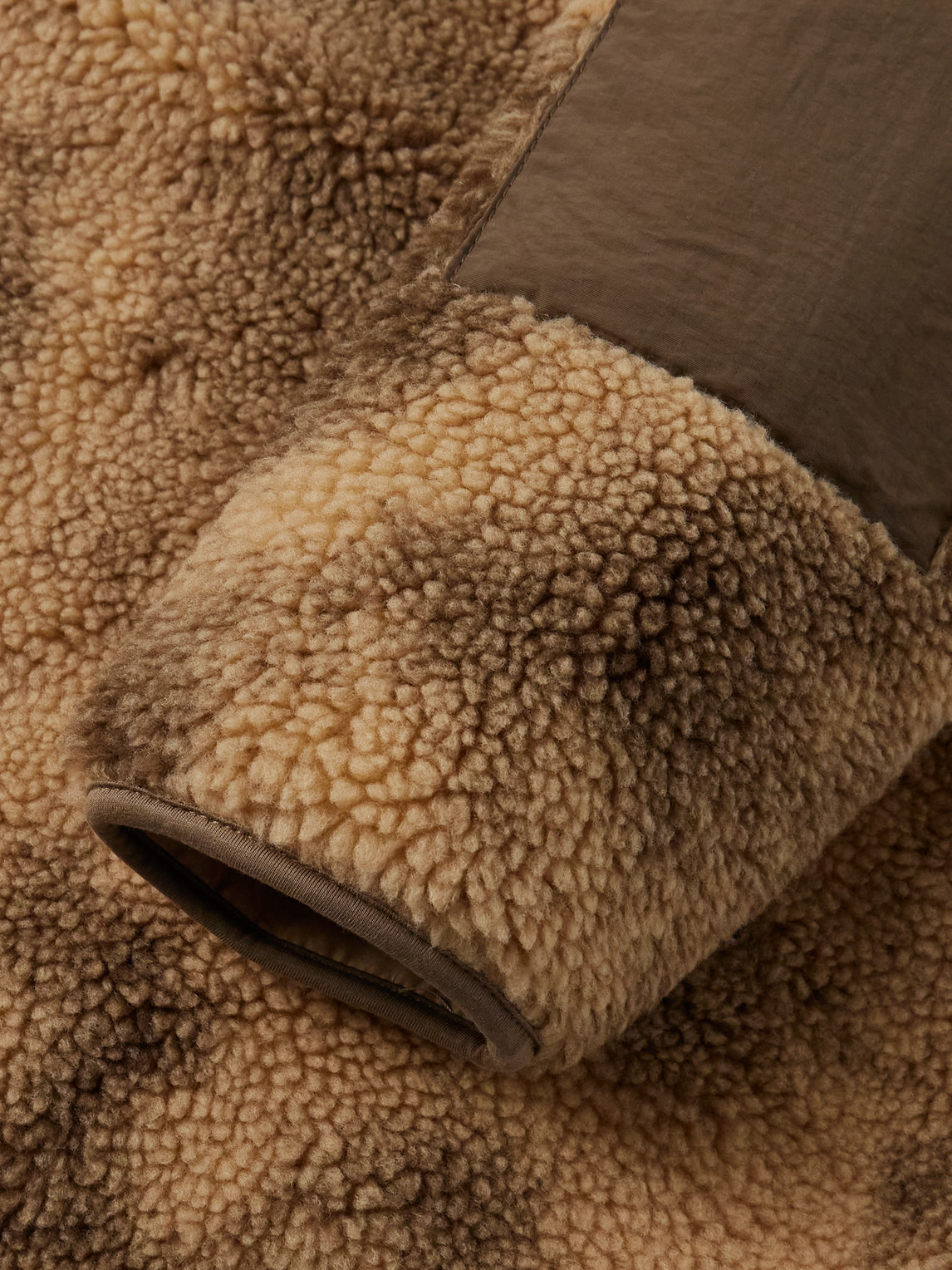 Corridor Oak Shell-trimmed Printed Fleece Jacket In Brown