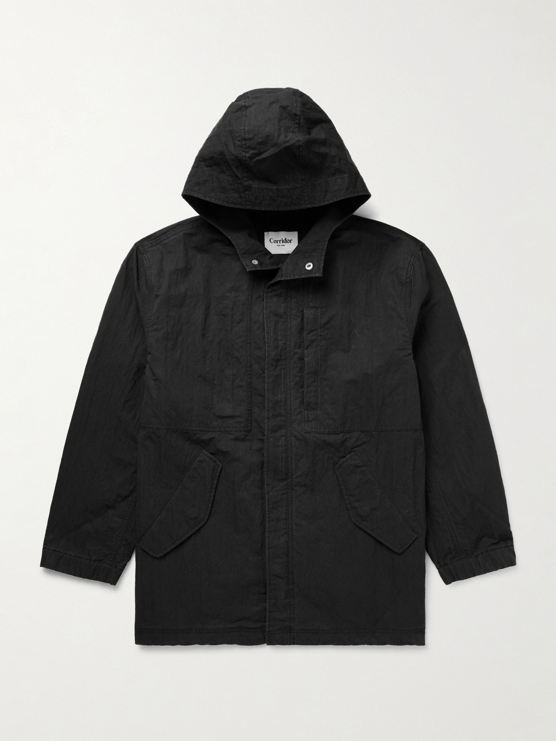 Corridor M59 Stone-washed Cotton-blend Shell Hooded Field Jacket In Black