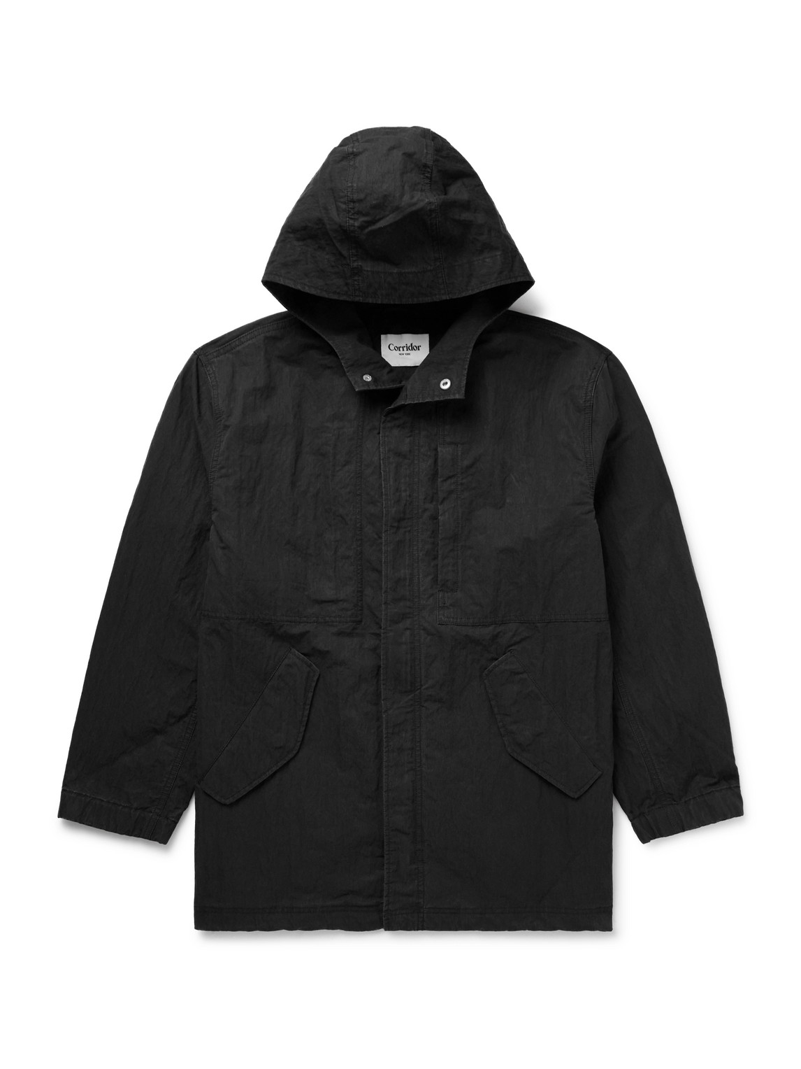 Corridor M59 Stone-washed Cotton-blend Shell Hooded Field Jacket In Black