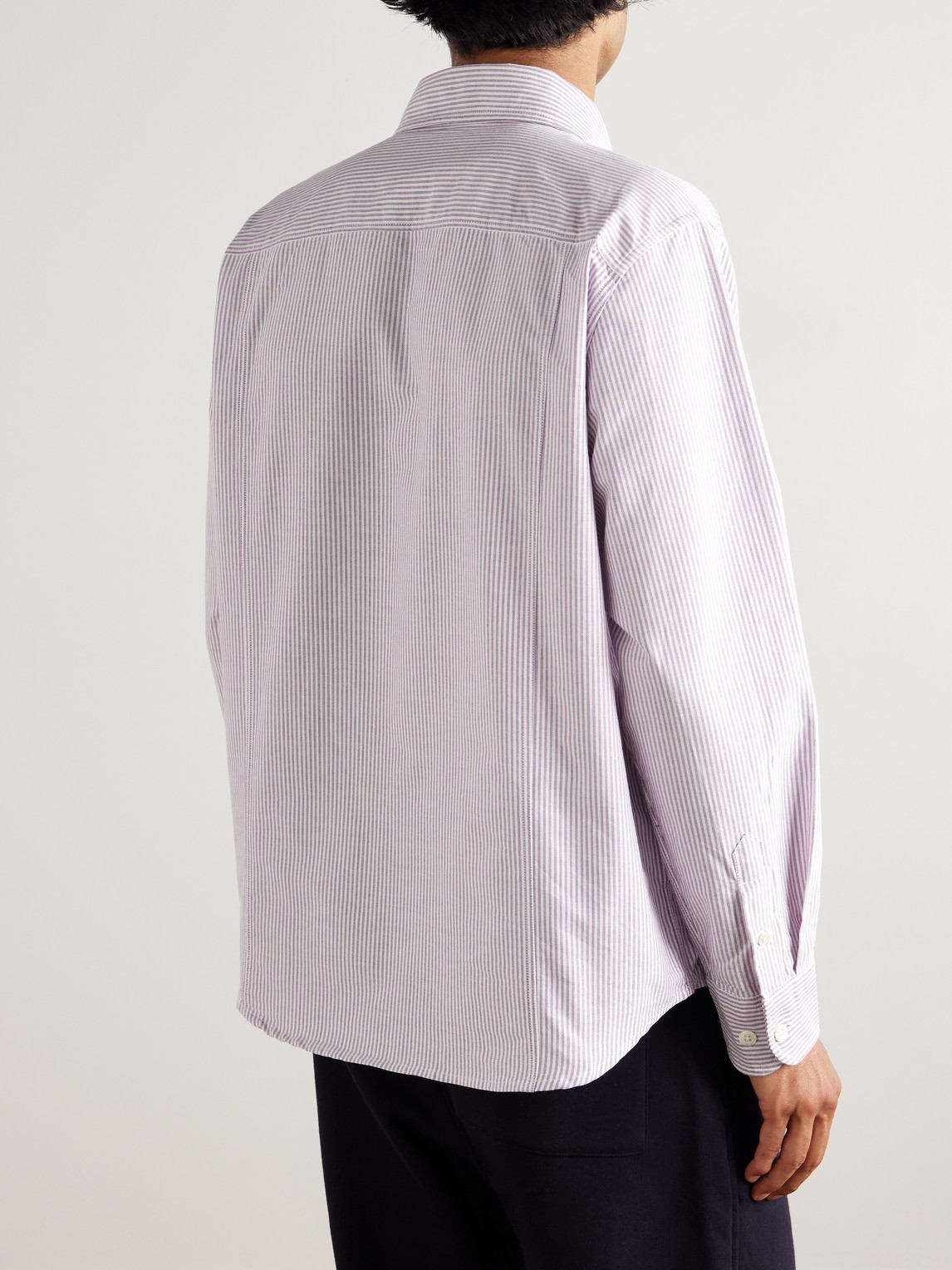 Corridor Striped Cotton Oxford Shirt In Purple