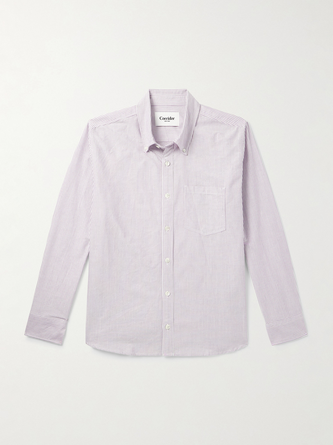 Corridor Striped Cotton Oxford Shirt In Purple