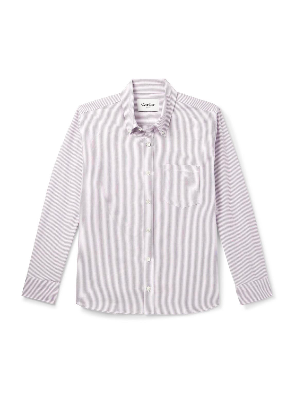 Corridor Striped Cotton Oxford Shirt In Purple