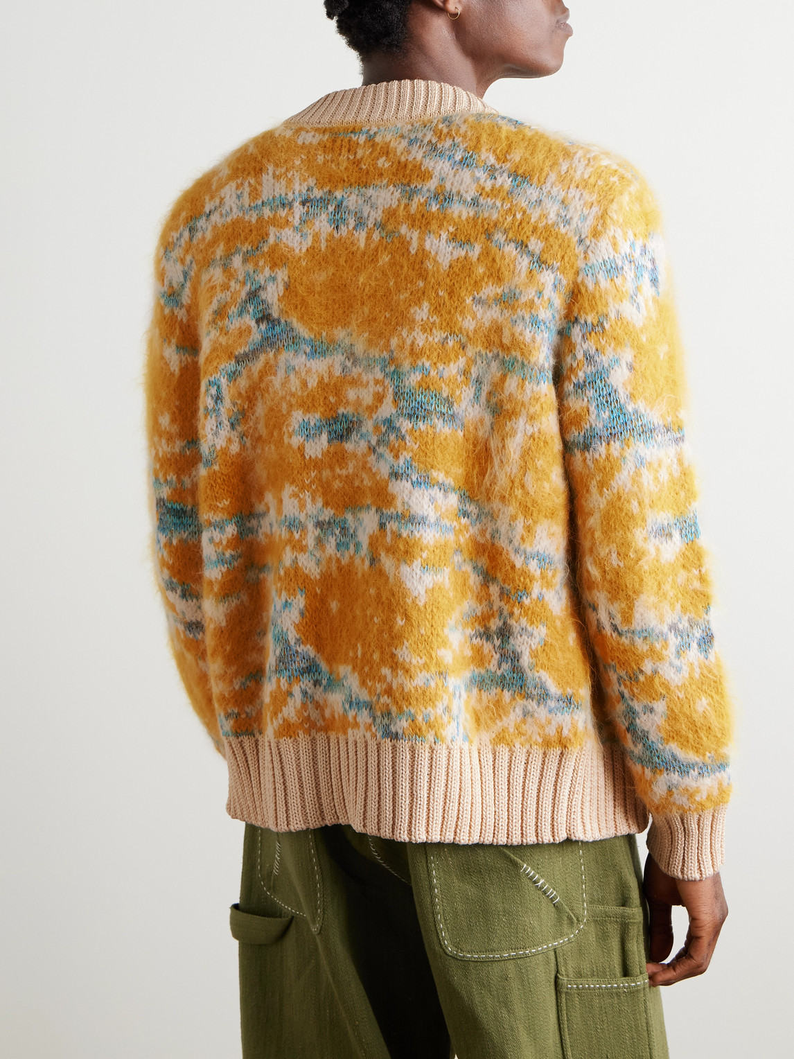 Corridor Jacquard-knit Cotton-blend Cardigan In Orange