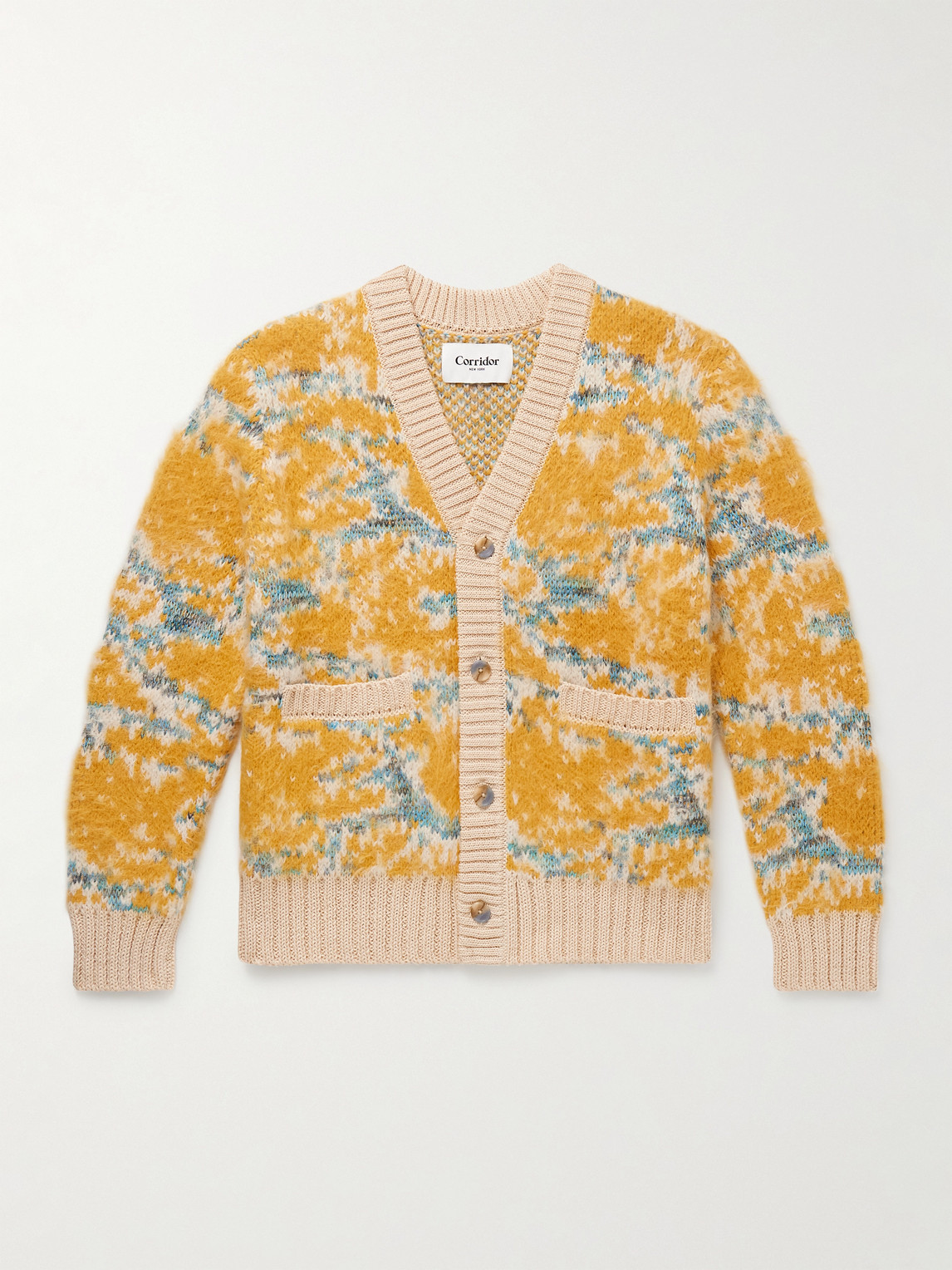Corridor Jacquard-knit Cotton-blend Cardigan In Orange