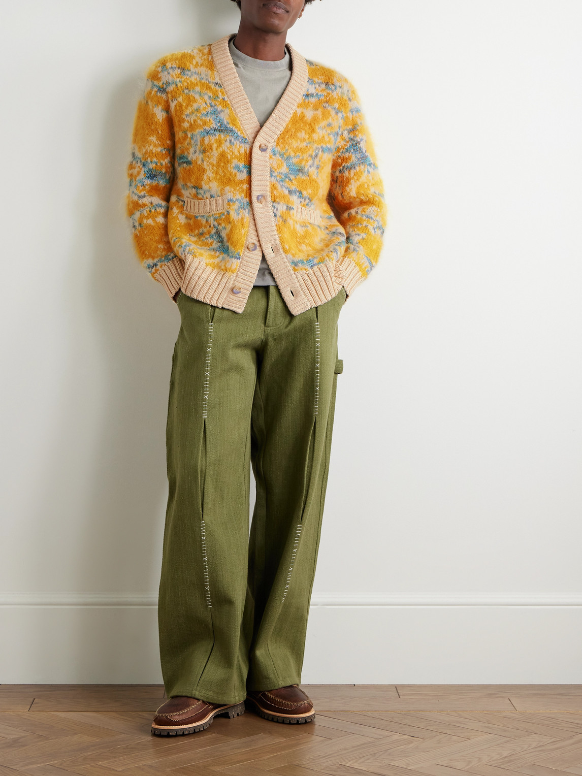 Corridor Jacquard-knit Cotton-blend Cardigan In Orange