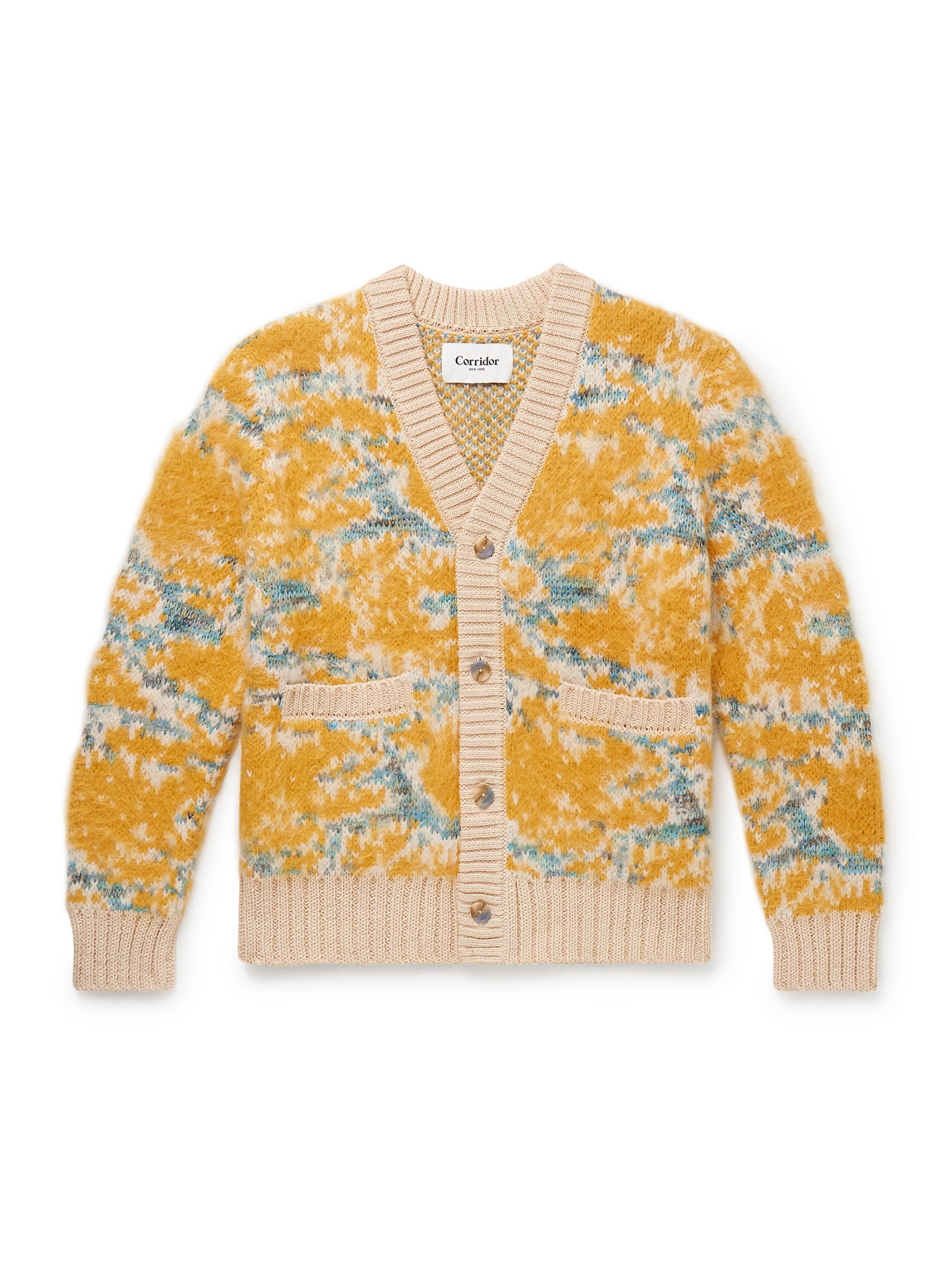 Corridor Jacquard-knit Cotton-blend Cardigan In Orange