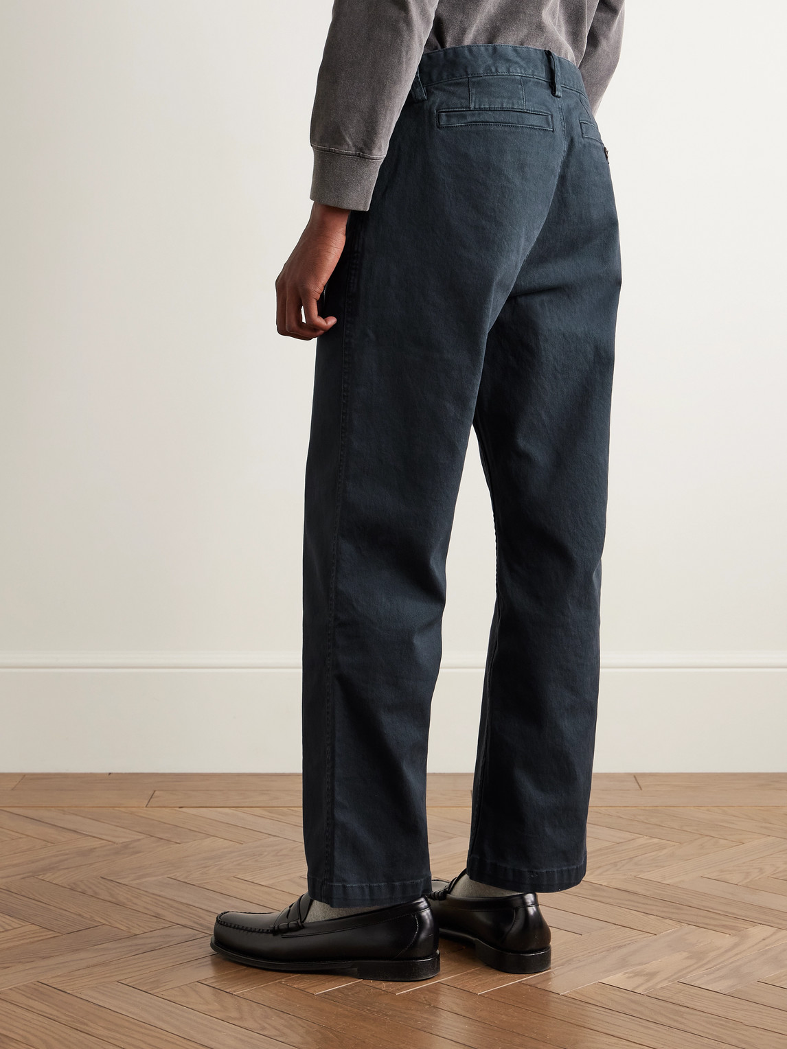 Corridor Straight-leg Garment-dyed Stretch-cotton Twill Trousers In Blue