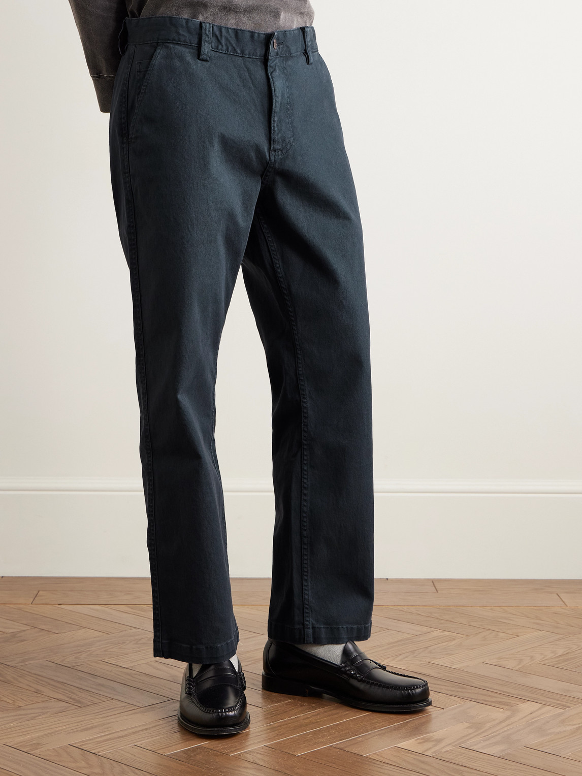Corridor Straight-leg Garment-dyed Stretch-cotton Twill Trousers In Blue