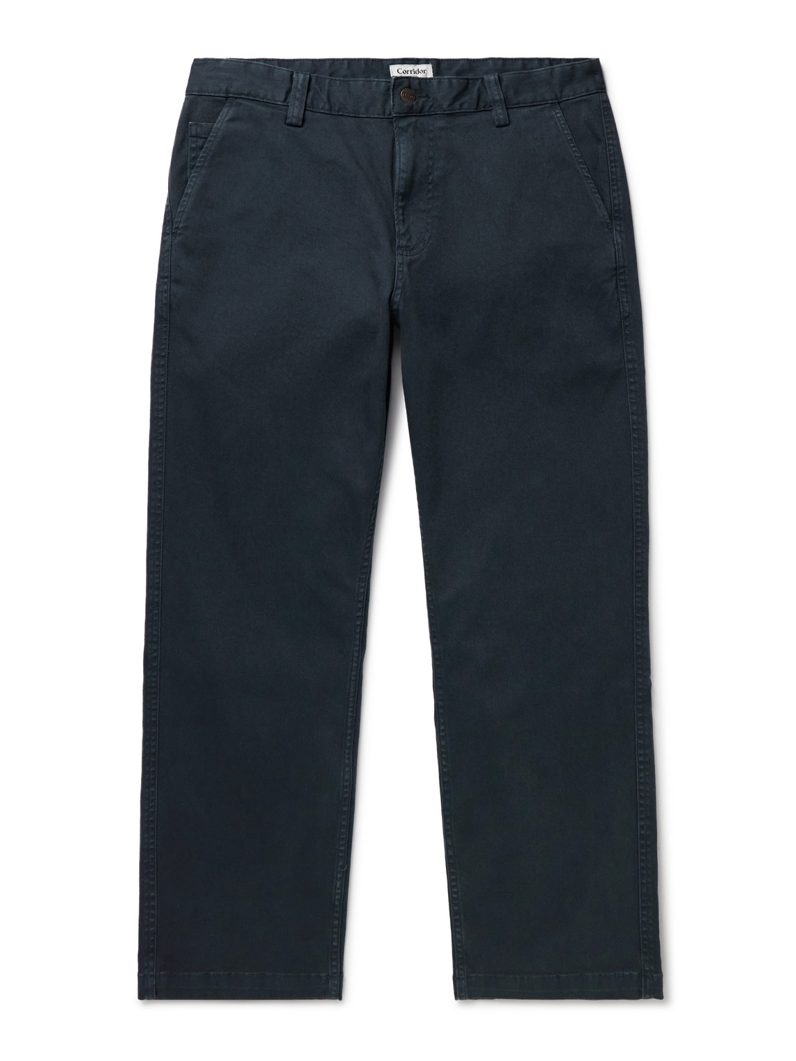 Corridor Straight-leg Garment-dyed Stretch-cotton Twill Trousers In Blue