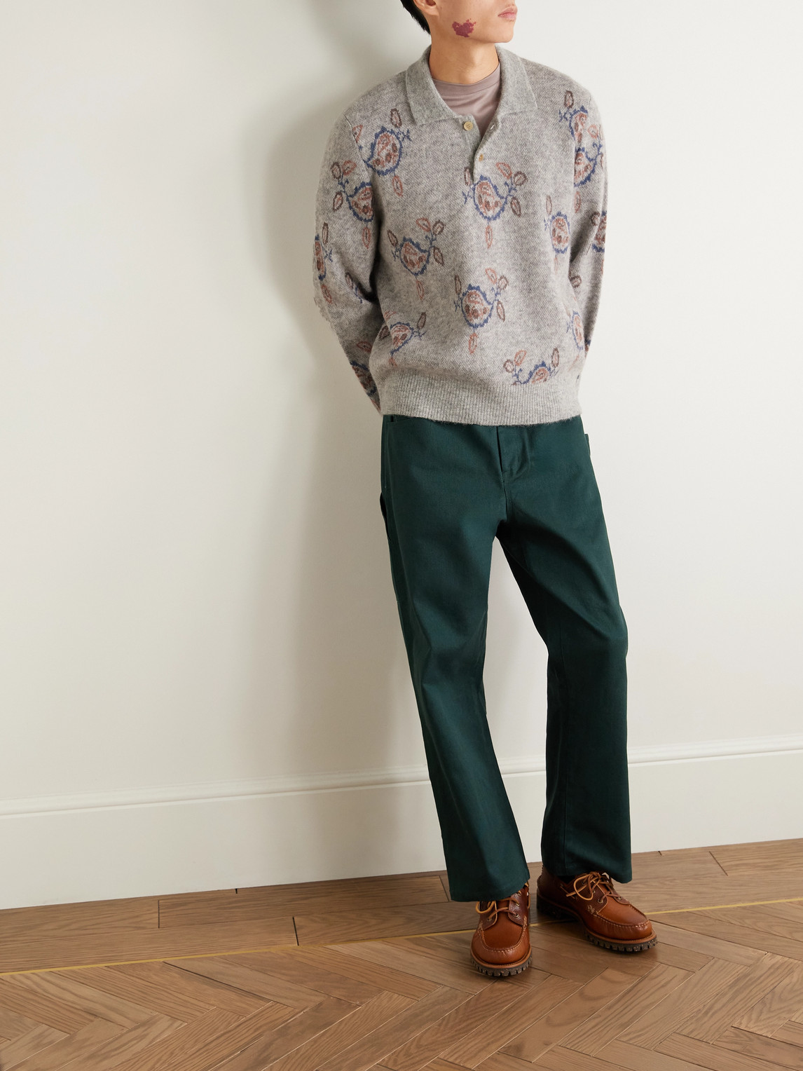 Corridor Maya Jacquard-knit Baby Alpaca-blend Polo Sweater In Multi