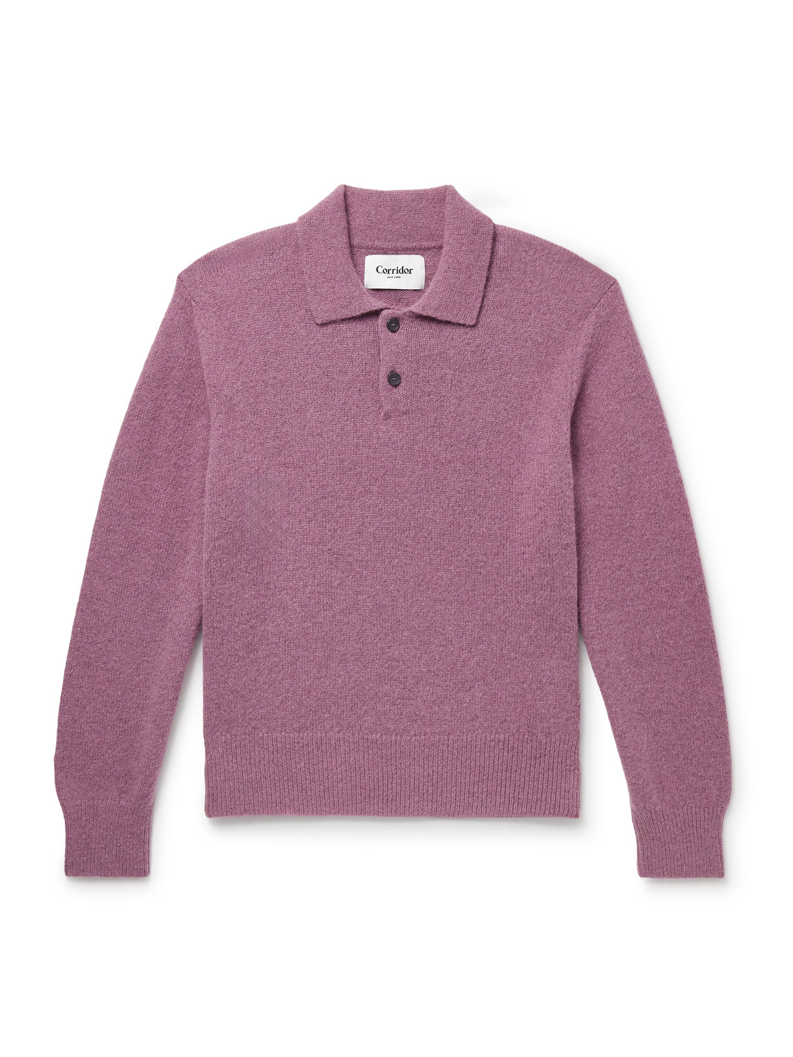 Corridor Brushed Baby Alpaca Blend Polo Sweater In Purple