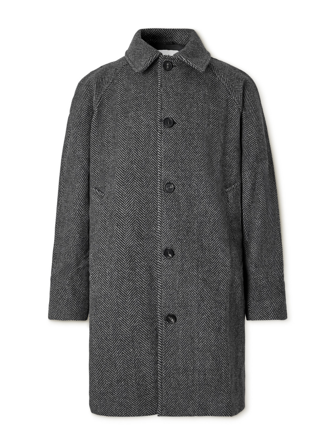 Corridor Herringbone Wool Coat In Grey