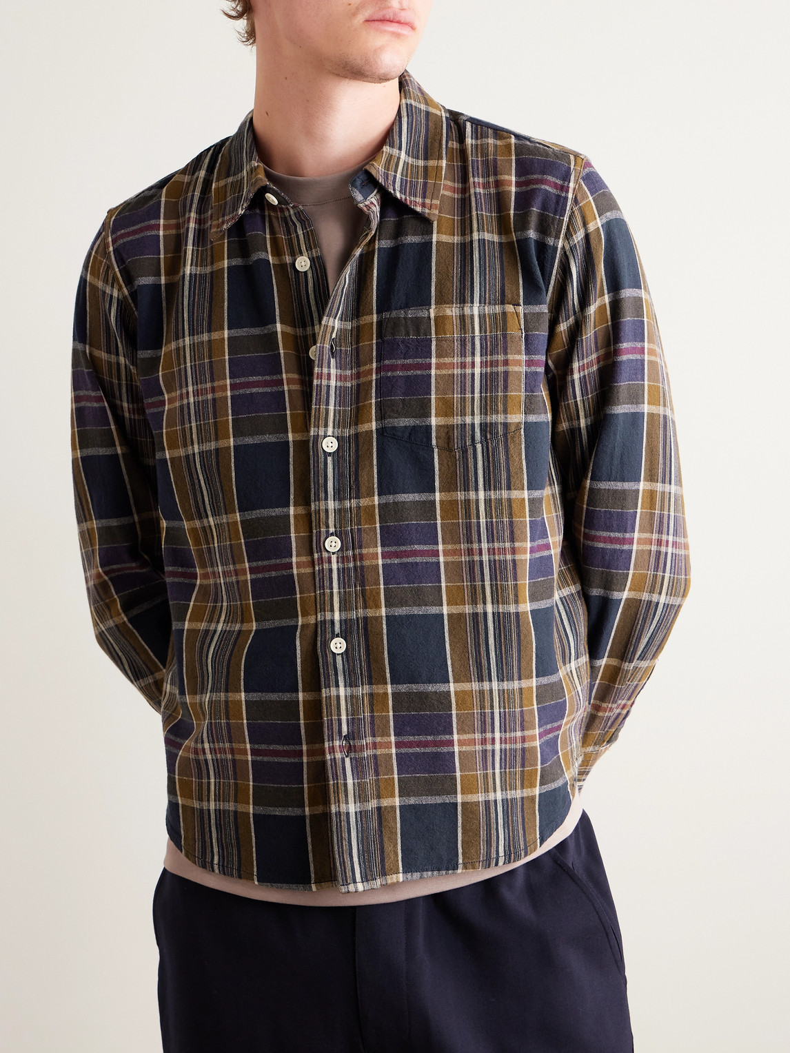 Corridor Tea Tree Checked Cotton Shirt In Blue