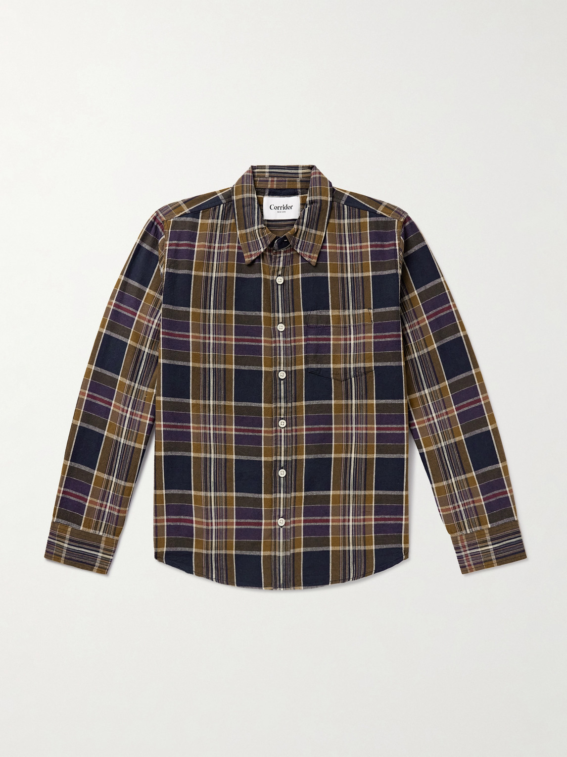 Corridor Tea Tree Checked Cotton Shirt In Blue