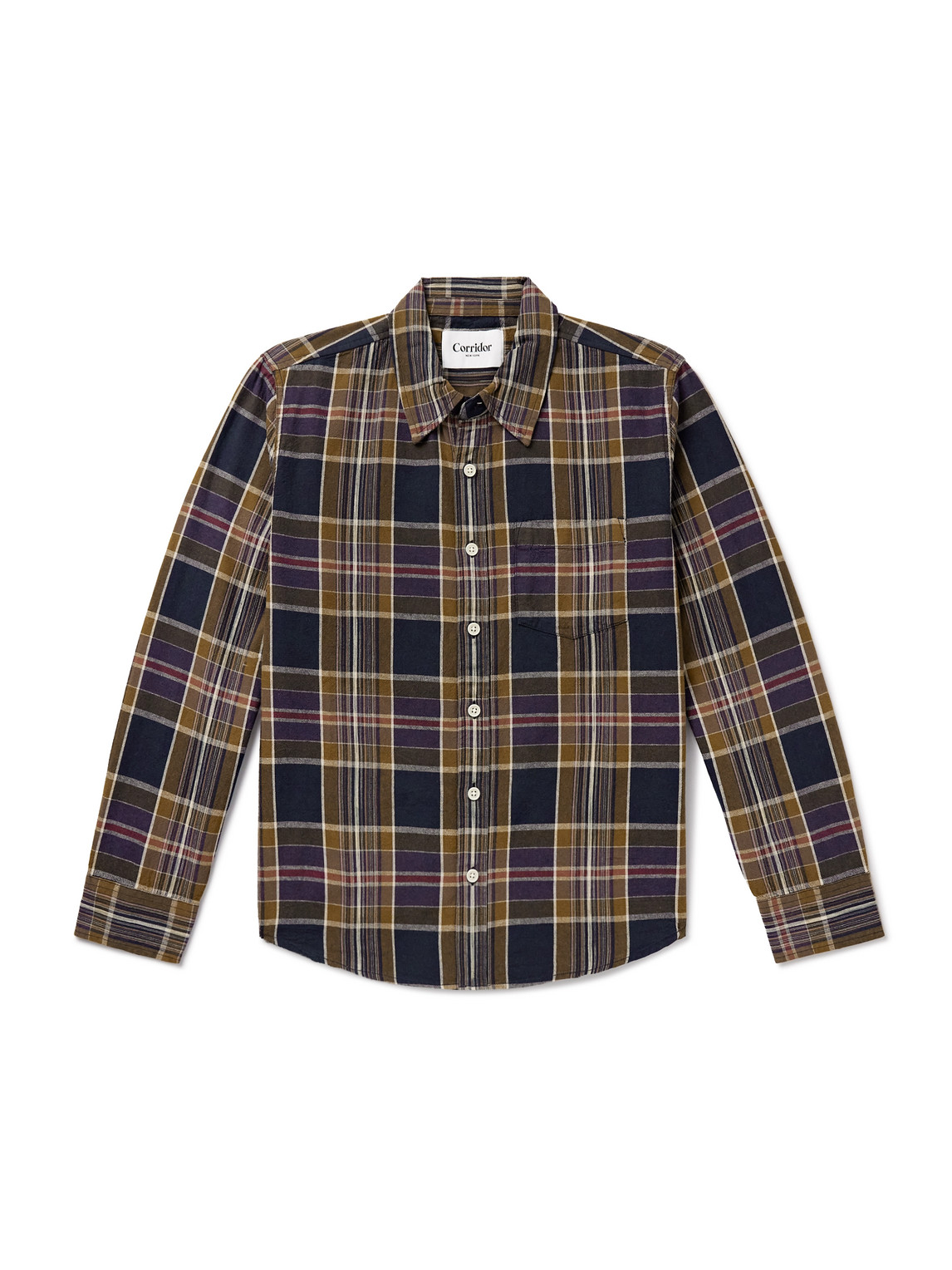Corridor Tea Tree Checked Cotton Shirt In Blue