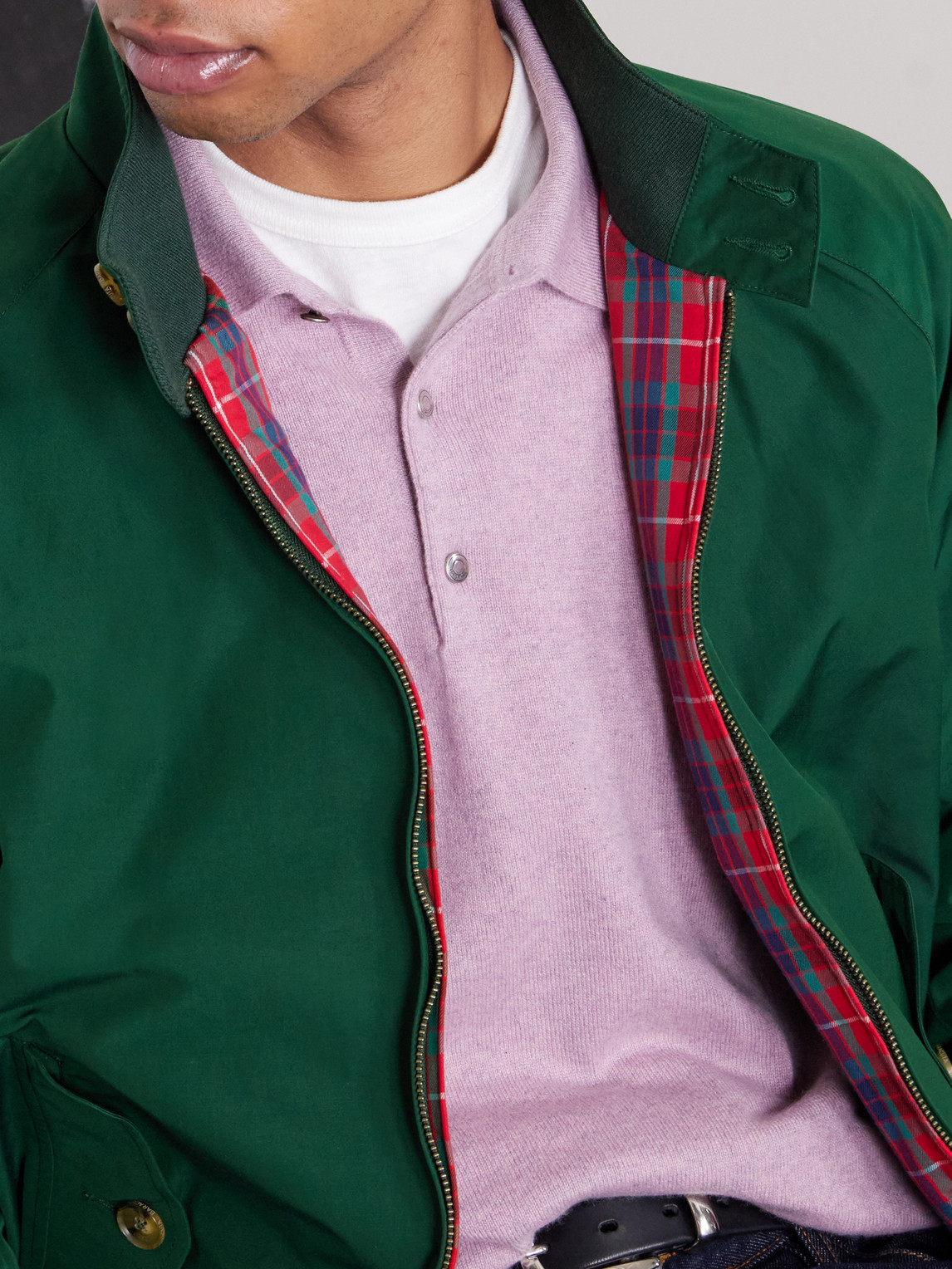 Baracuta Classic Bomber Jacket With Zip Closure In Green