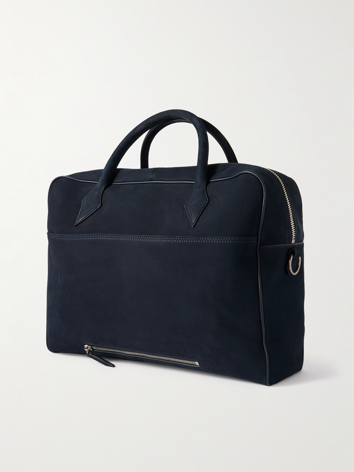 Metier Closer All Day Leather-trimmed Nubuck Briefcase In Blue