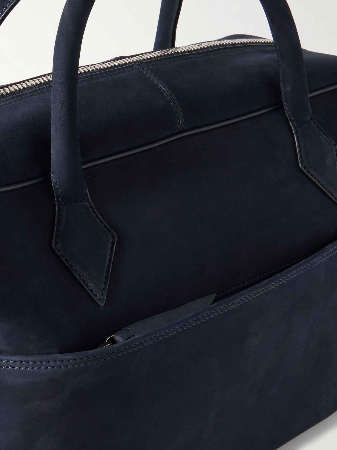 Metier Closer All Day Leather-trimmed Nubuck Briefcase In Blue