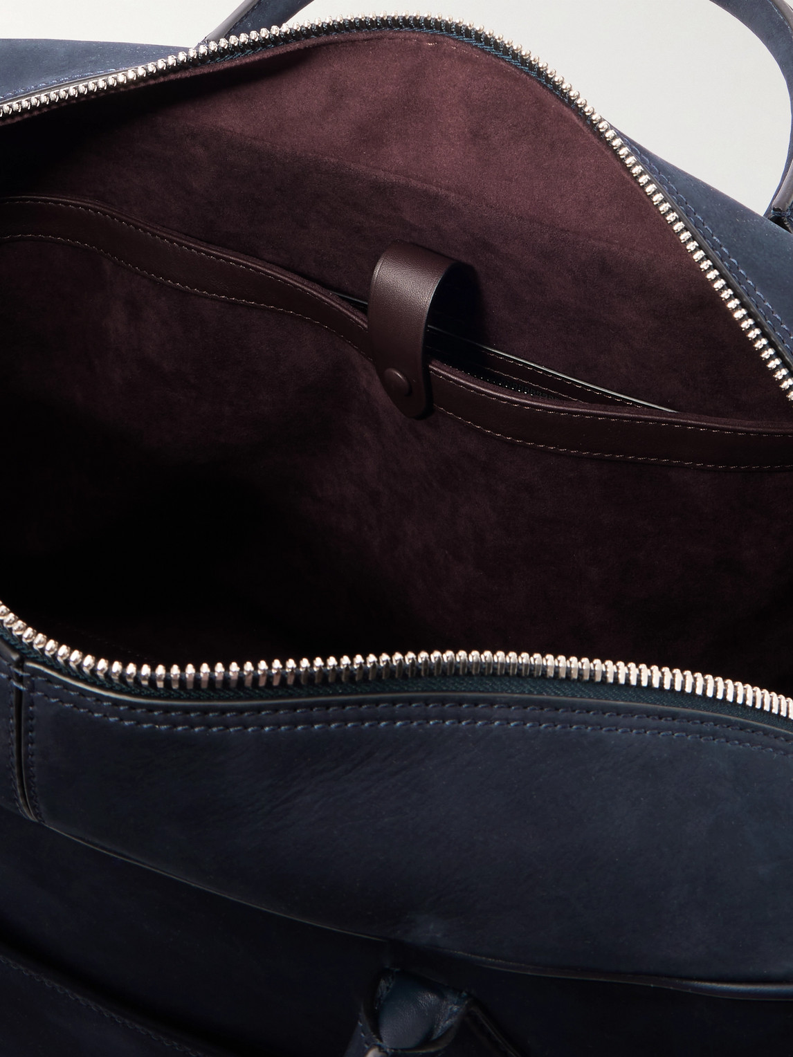 Metier Closer All Day Leather-trimmed Nubuck Briefcase In Blue
