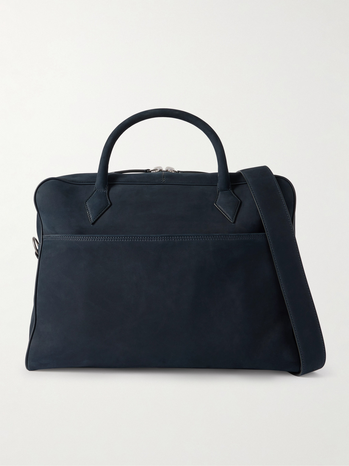 Metier Closer All Day Leather-trimmed Nubuck Briefcase In Blue