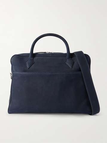 MÉTIER Closer All Day Leather-Trimmed Nubuck Briefcase