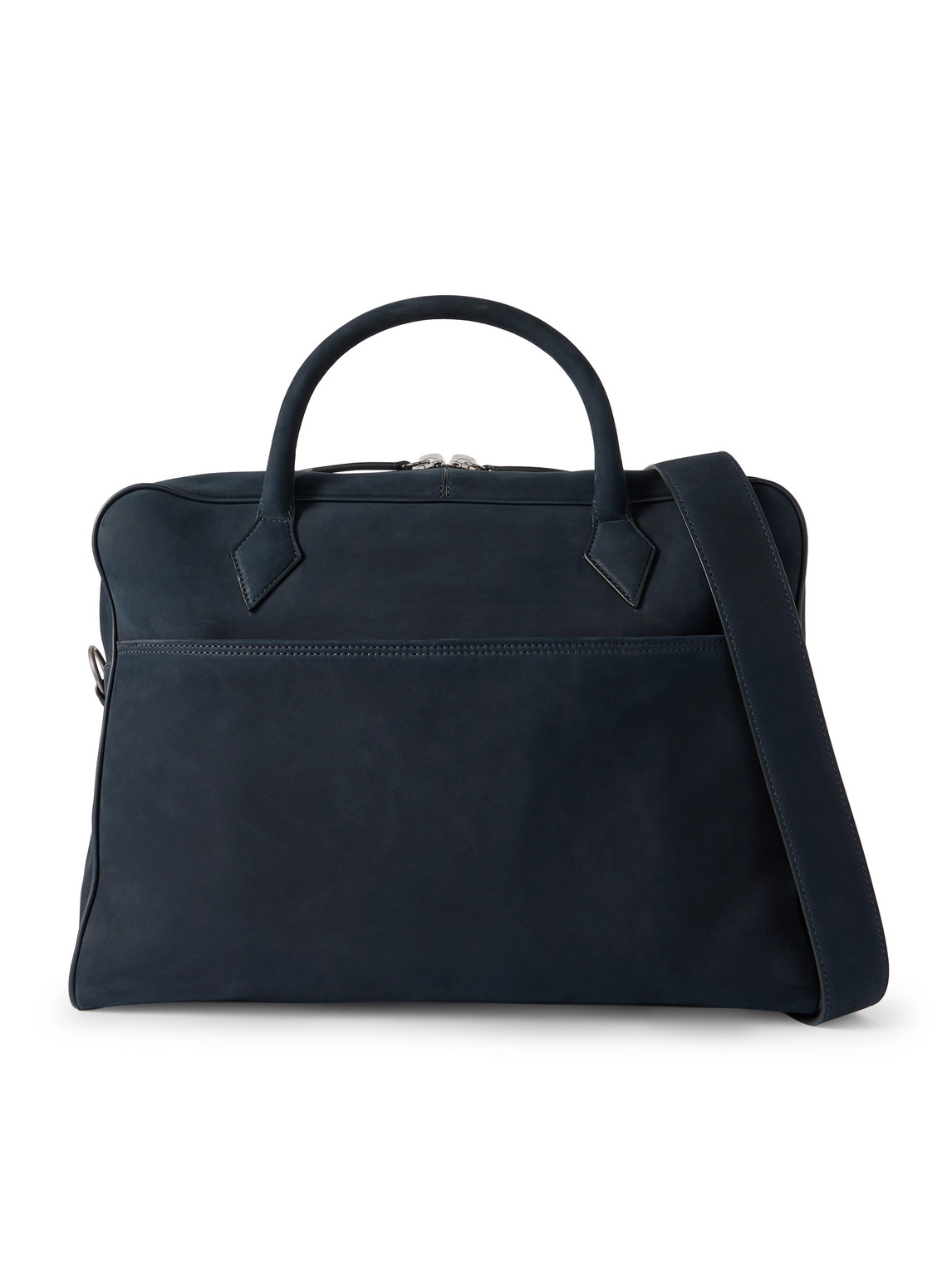 Metier Closer All Day Leather-trimmed Nubuck Briefcase In Blue