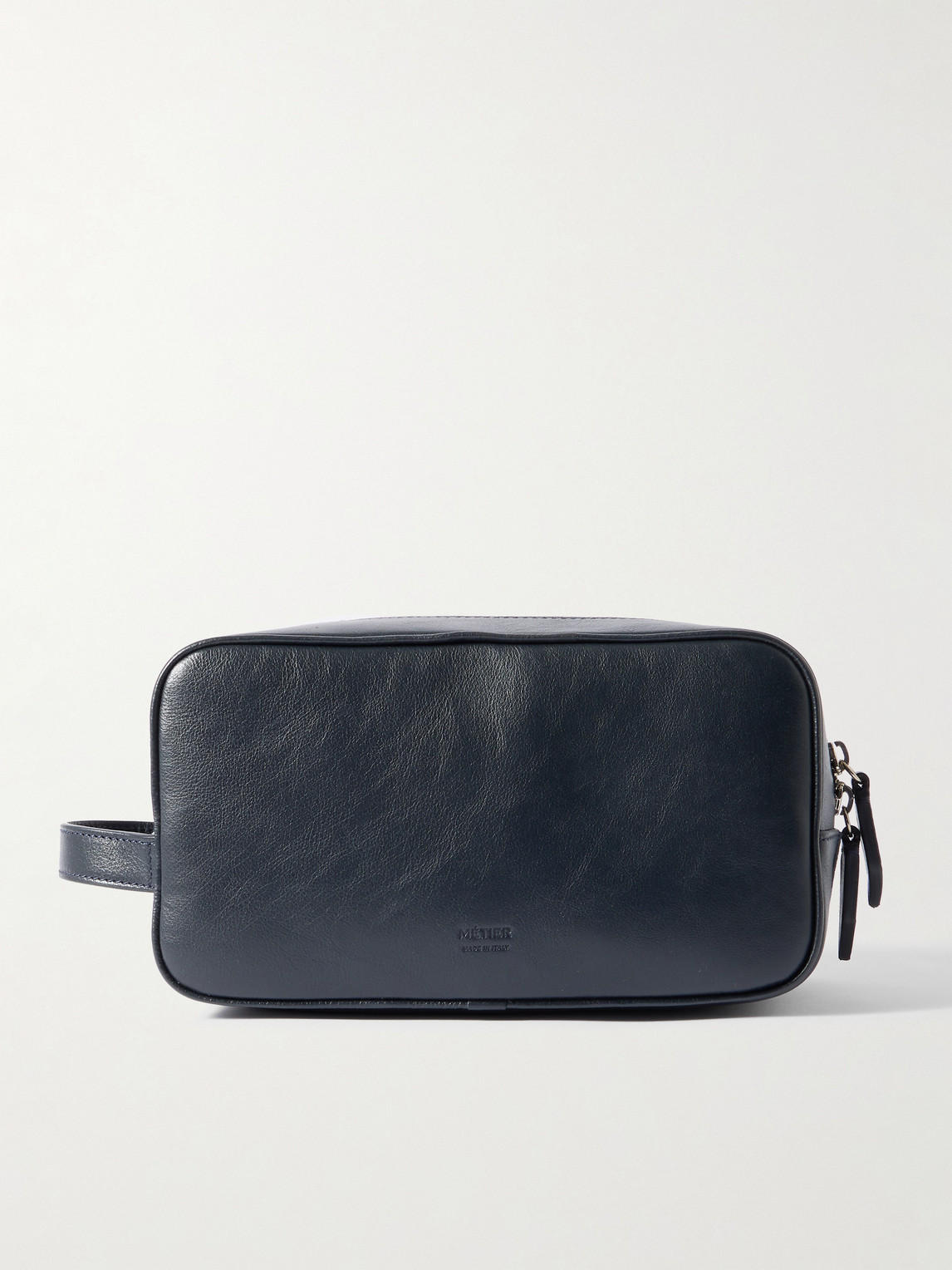 Metier Leather Wash Bag In Blue