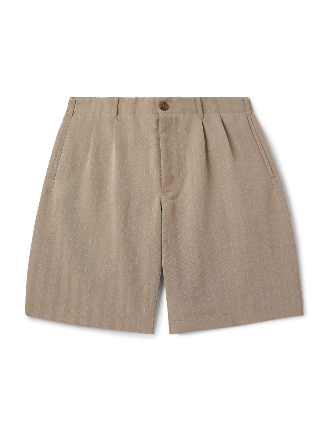 Our Legacy Emporio Armani Pleated Striped Herringbone Twill Shorts