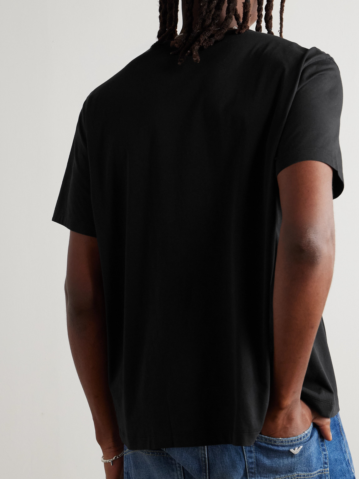 Our Legacy Emporio Armani Logo-print Cotton-jersey T-shirt In Black