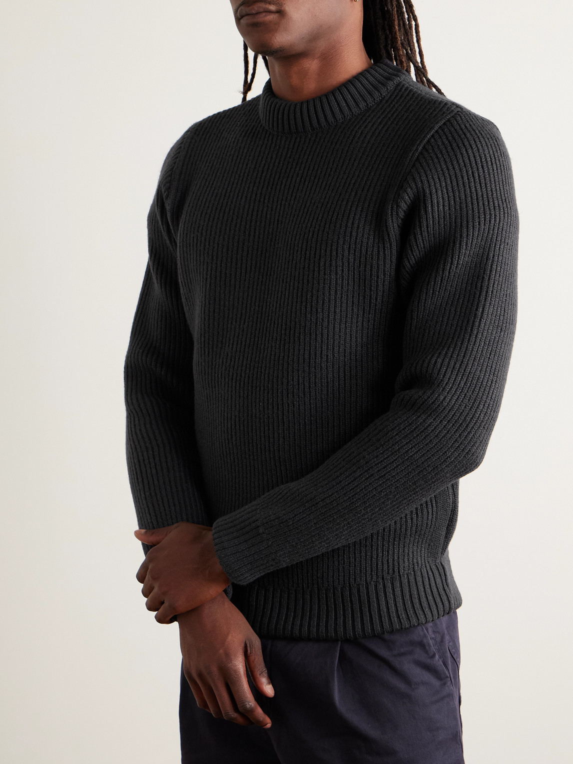  S.n.s. Herning - Felt-0 Ribbed Virgin Wool Sweater - Men - Gray - S 