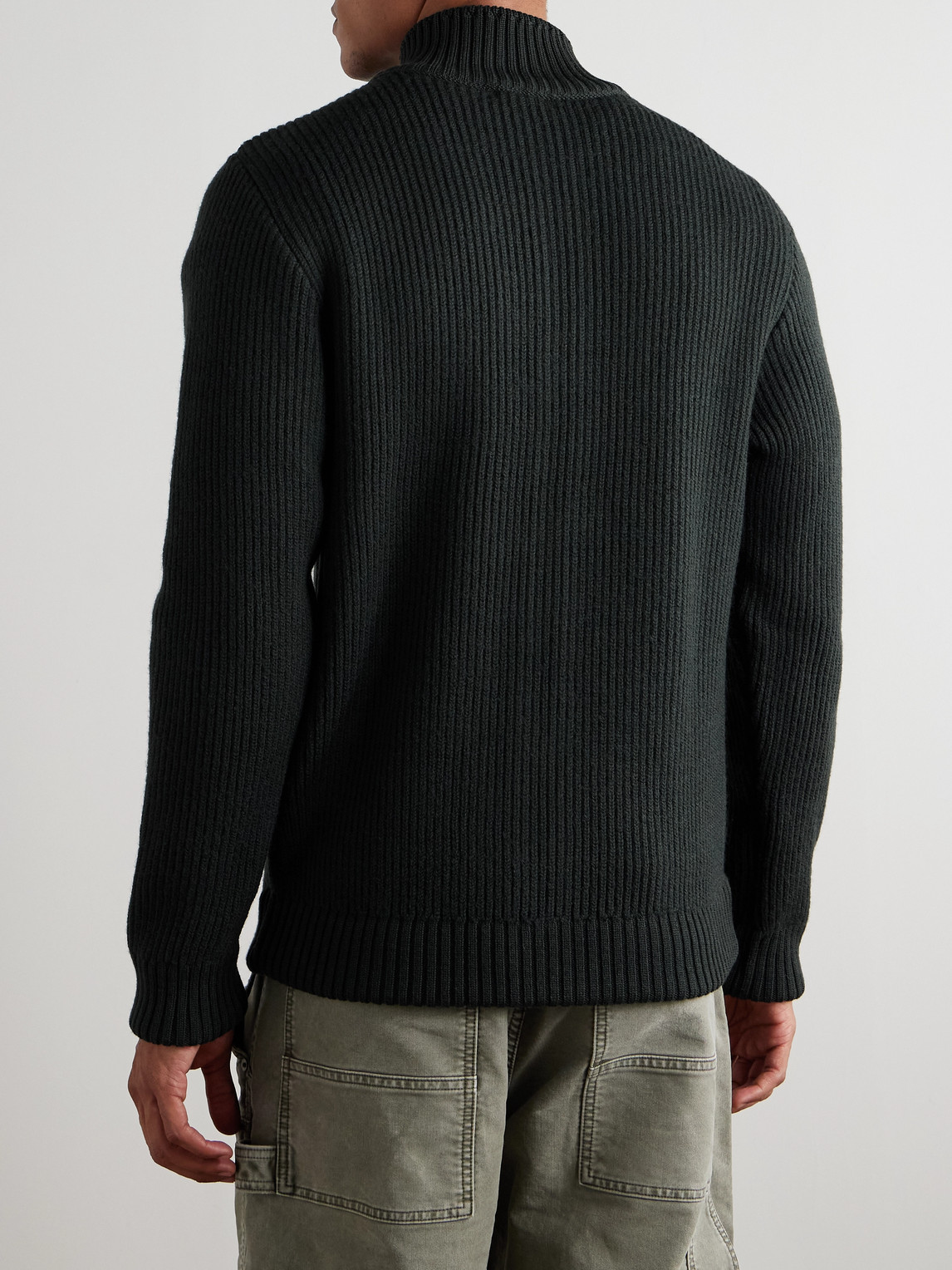  S.n.s. Herning - Virgin Wool Zip-up Cardigan - Men - Green - S 