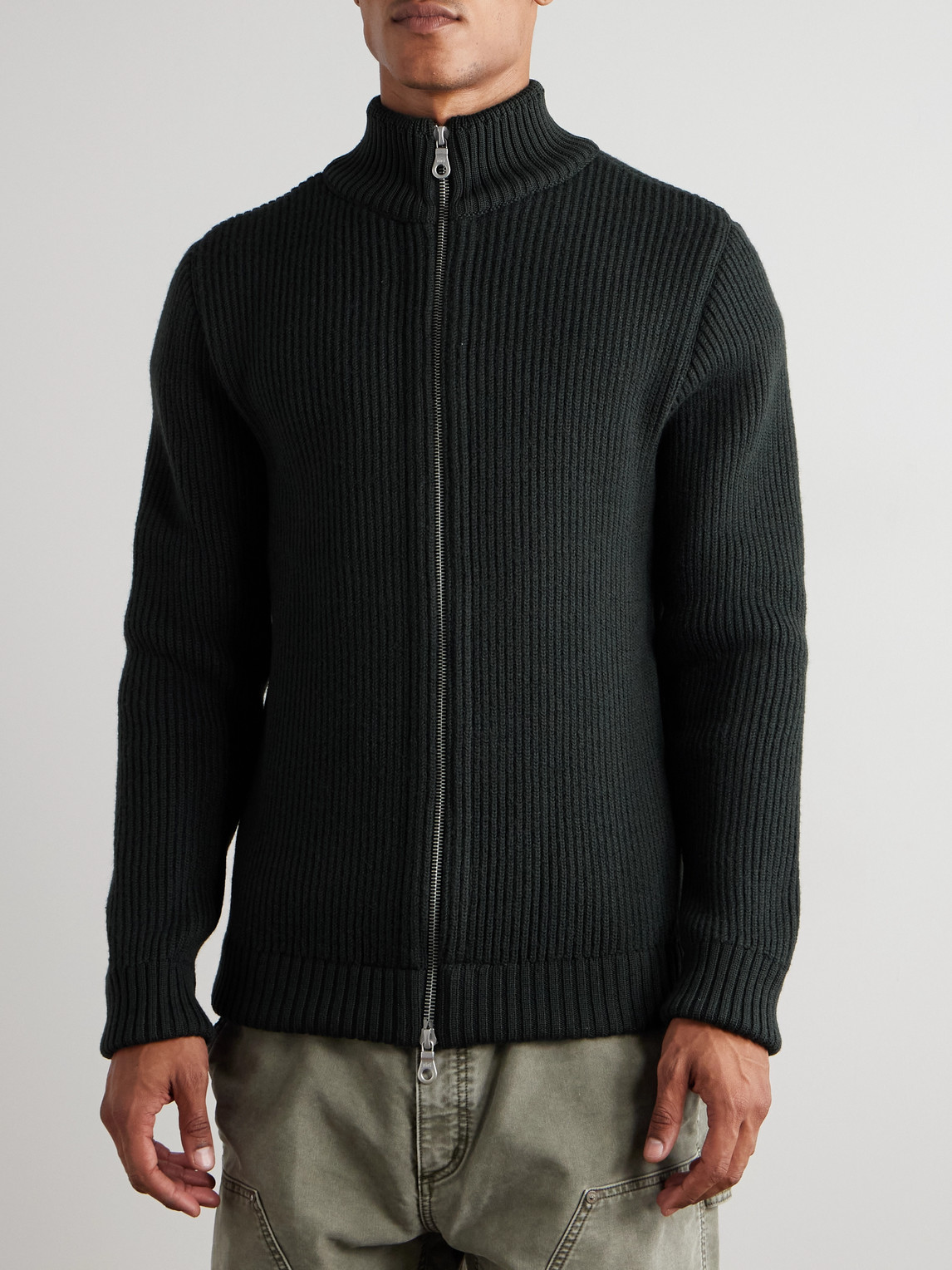  S.n.s. Herning - Virgin Wool Zip-up Cardigan - Men - Green - S 