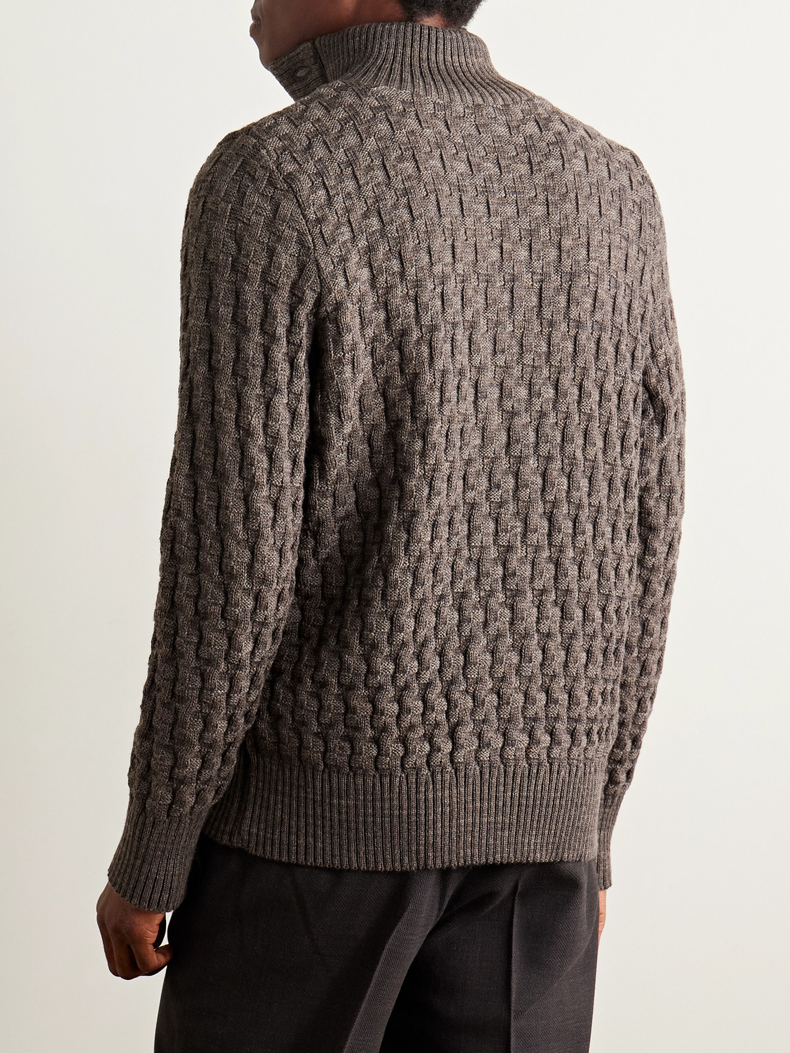  S.n.s. Herning - Stark Textured Virgin Wool Cardigan - Men - Brown - M 