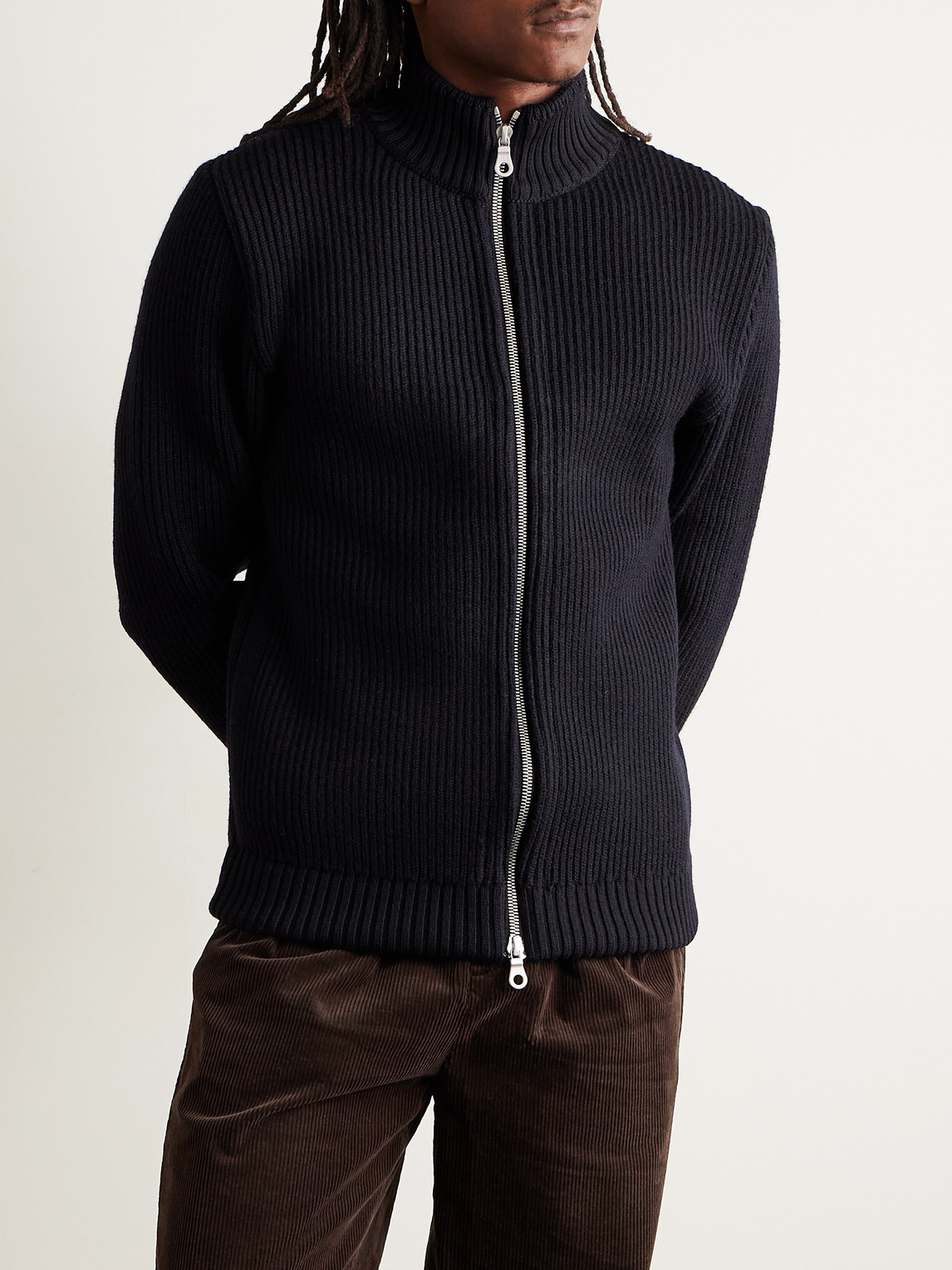  S.n.s. Herning - Virgin Wool Zip-up Cardigan - Men - Blue - S 