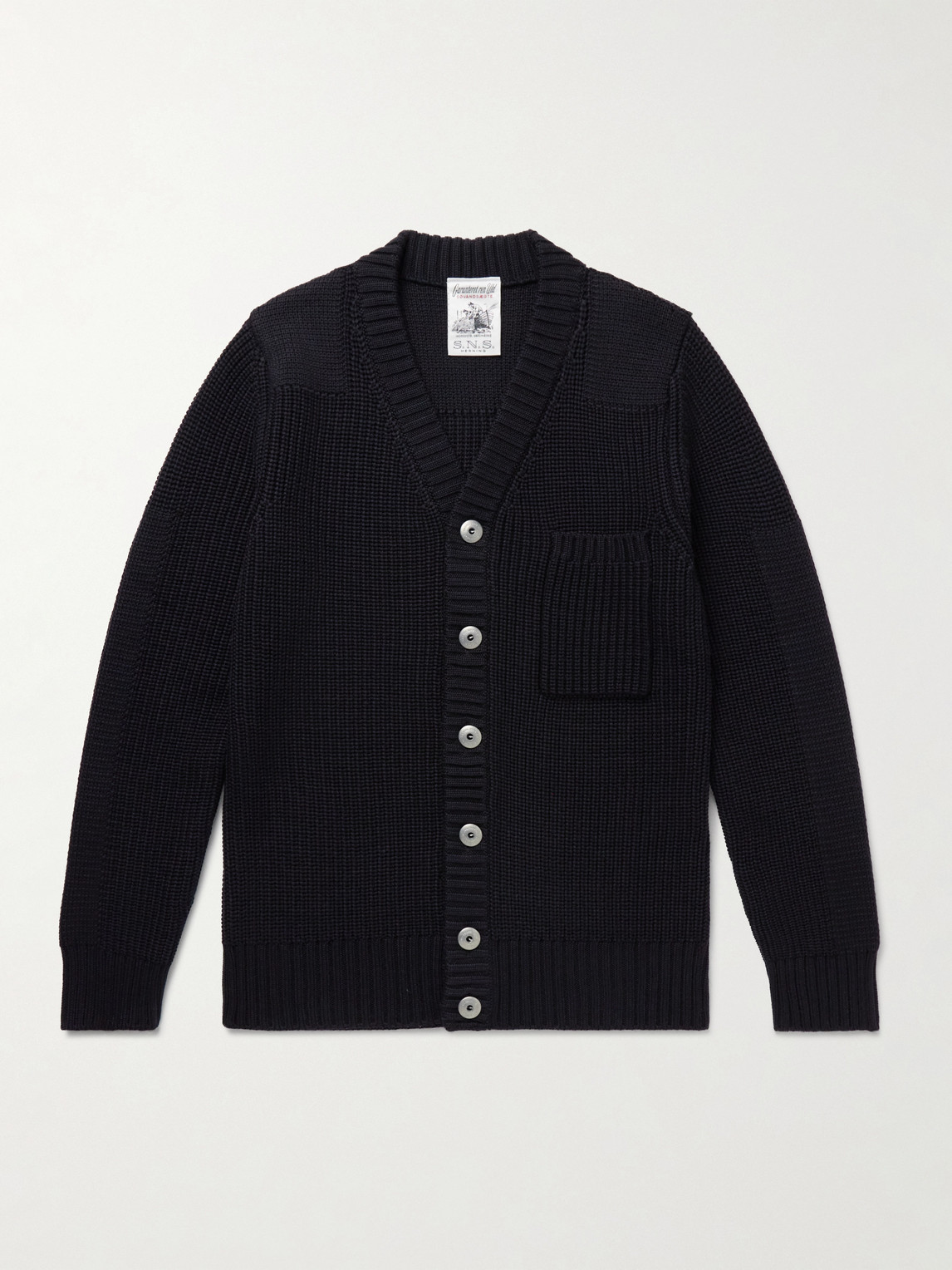 S.N.S. Herning Robust Ribbed Virgin Wool Cardigan - Men
