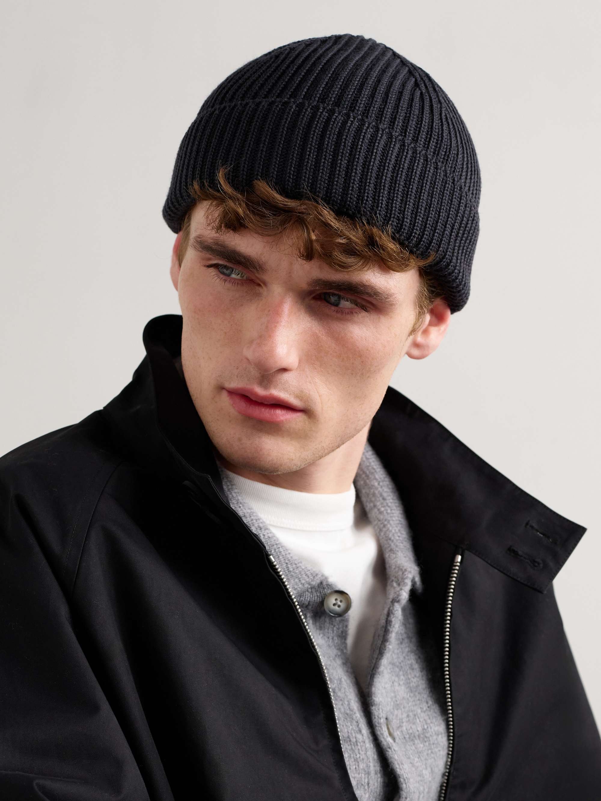 S.N.S. HERNING Fender Ribbed Virgin Wool Beanie