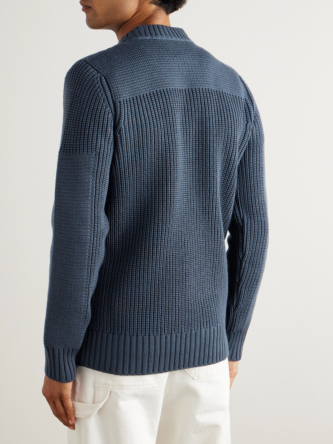  S.n.s. Herning - Robust Slim-fit Ribbed Merino Wool Sweater - Men - Blue - S 