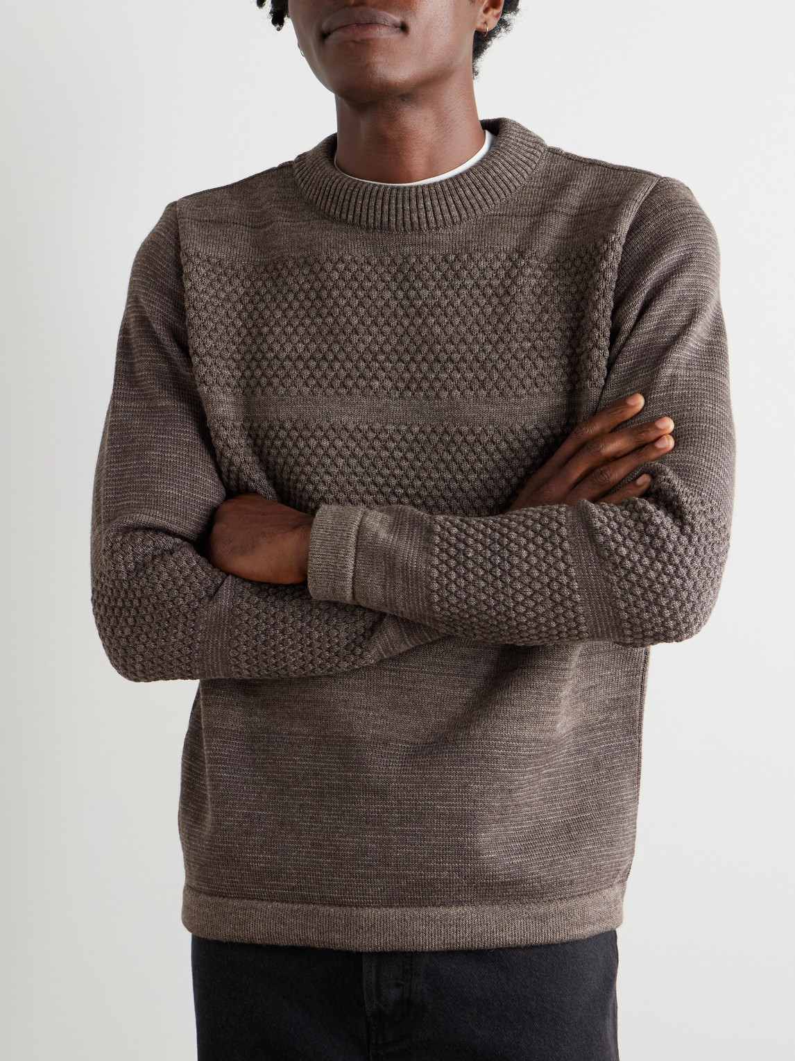  S.n.s. Herning - Fisherman Wool Rollneck Sweater - Men - Brown - S 