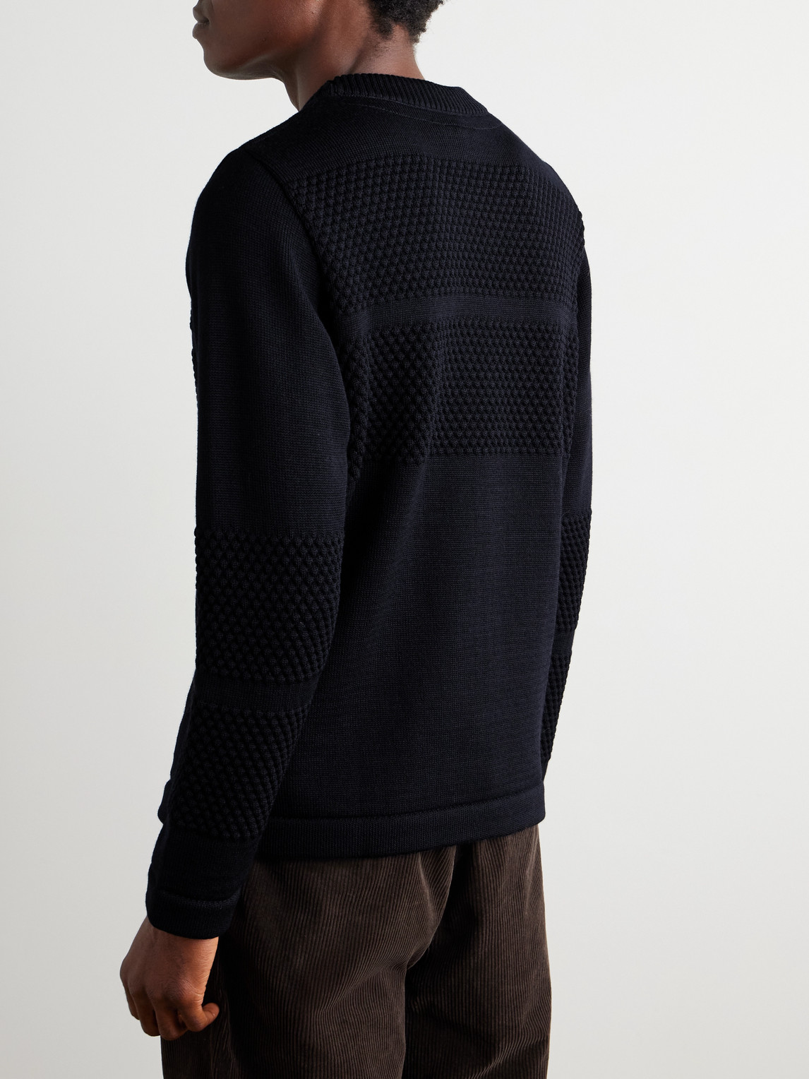  S.n.s. Herning - Fisherman Wool Rollneck Sweater - Men - Blue - S 