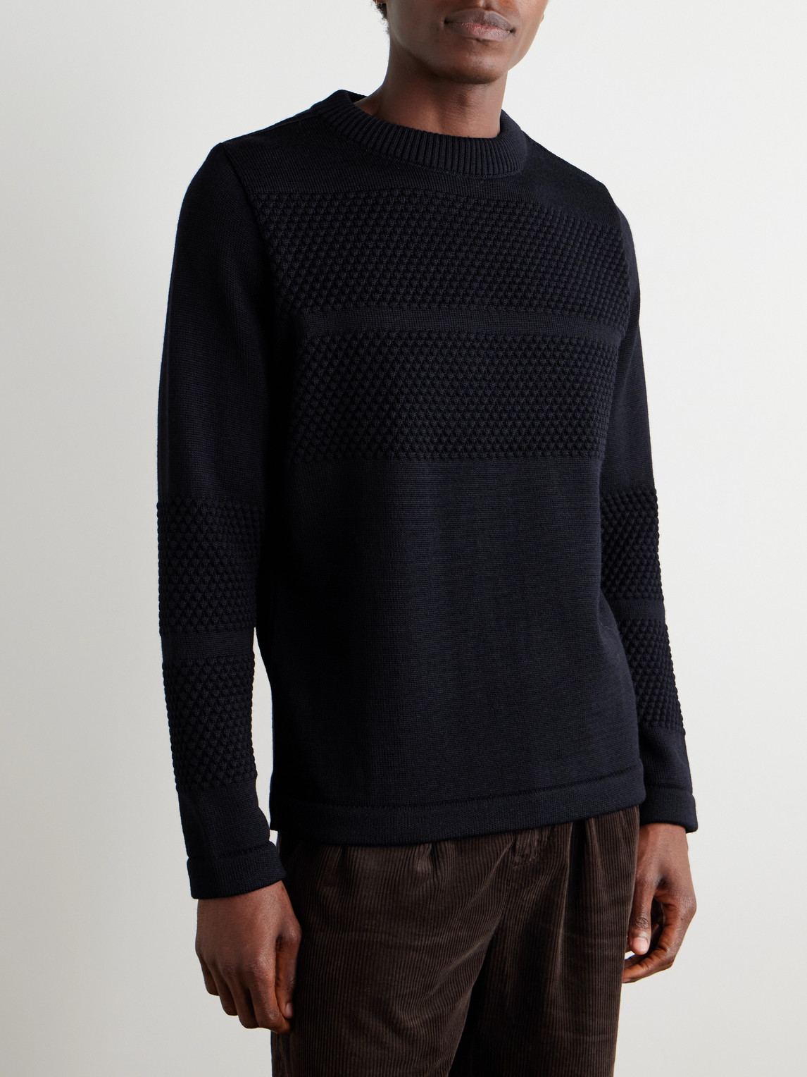  S.n.s. Herning - Fisherman Wool Rollneck Sweater - Men - Blue - S 