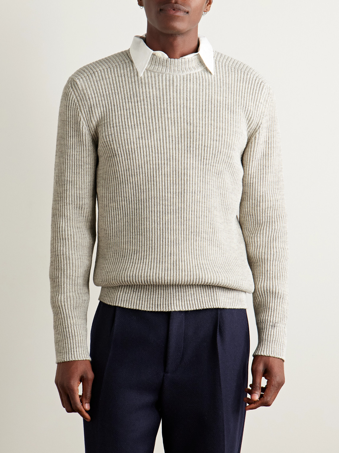 S.n.s. Herning - Fender Merino Wool Sweater - Men - Neutrals - S 