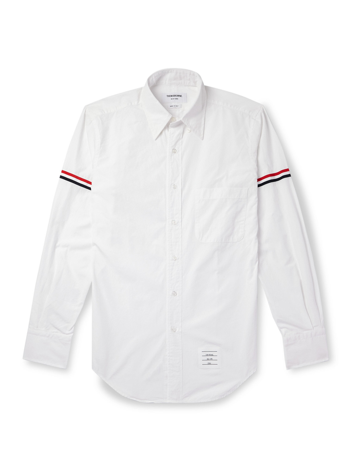 Thom Browne Button-down Collar Grosgrain-trimmed Cotton-poplin Shirt
