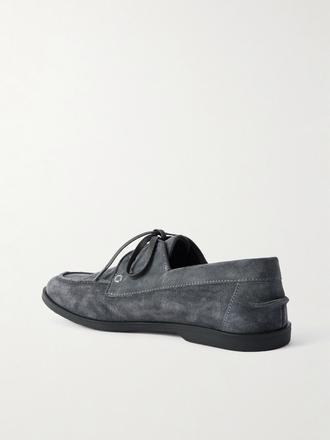 George Cleverley Devon Suede Boat Shoes In Gray